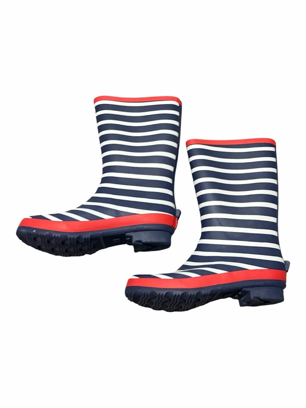 NEW Mini Boden Wellies Navy Striped Rain Boots Kids 37, Youth Size 5